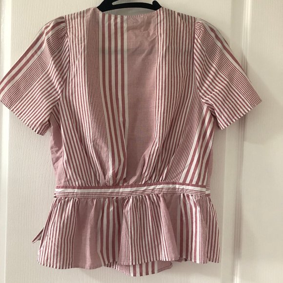 Madewell Ruffle Hem Wrap Top in Candy Stripe Mix Size XS - Picture 2 of 3
